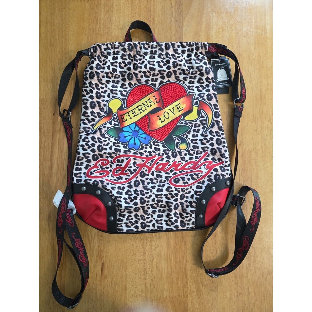 Ed Hardy Y2K Eternal Love Rhinestone Heart Backpack